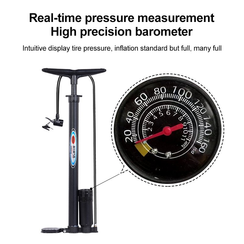 160PSI Alloy Bicycle Pump with High-Carbon Steel Barrel
